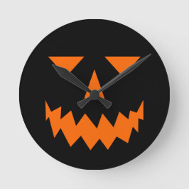 Orange Pumpkin Face Clock Große Wanduhr