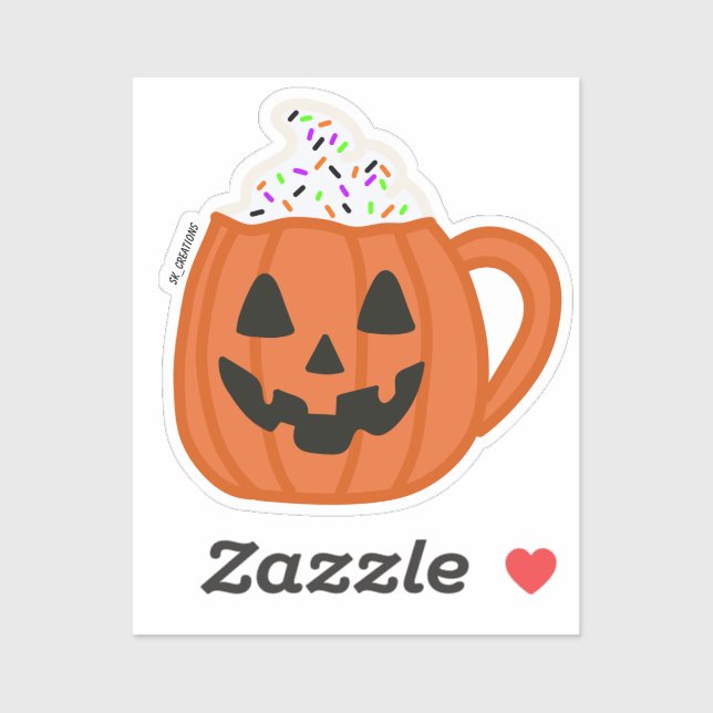 Orange Pumpkin Face Tasse Aufkleber (Blatt)