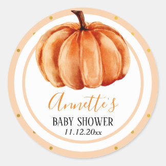 Orange Pumpkin Fall Baby Dusche Vielen Dank Runder Aufkleber