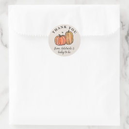 Orange Pumpkin Fall Baby Dusche Vielen Dank Runder Aufkleber