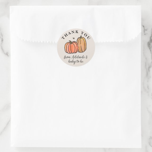Orange Pumpkin Fall Baby Dusche Vielen Dank Runder Aufkleber (Tasche)