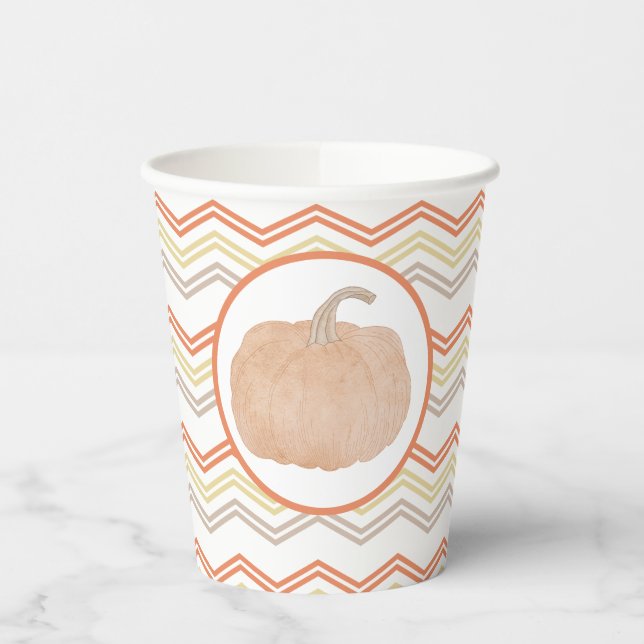 Orange Pumpkin Fall Party Paper Cups Pappbecher (Links)