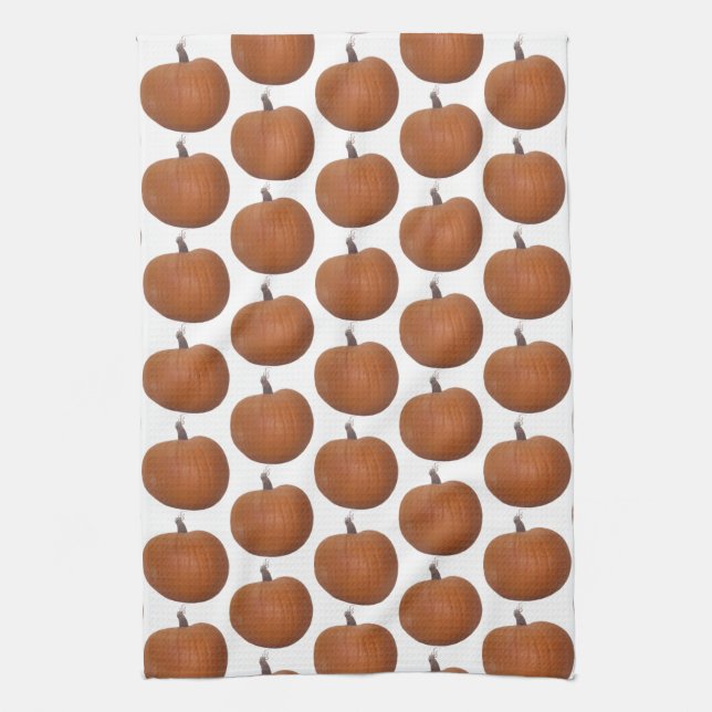 Orange Pumpkin Foto Cutout auf Weiß Geschirrtuch (Vertikal)