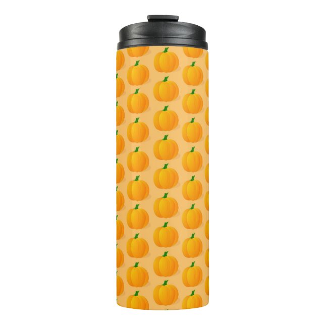 Orange Pumpkin Halloween Pattern Thermosbecher (Vorderseite)