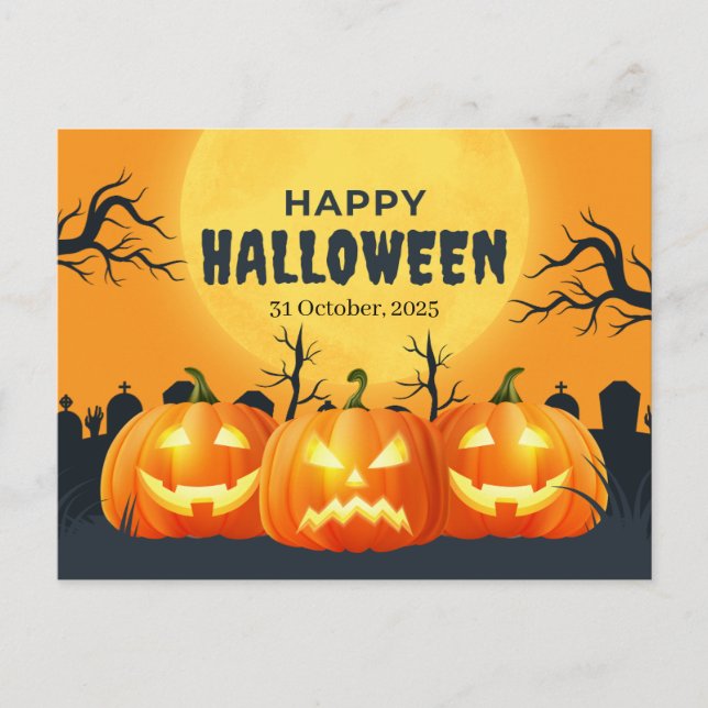 Orange Pumpkin Halloween Postkarte (Vorderseite)