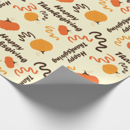 Orange Pumpkin Happy Thanksgiving Text Nahtlos Geschenkpapier