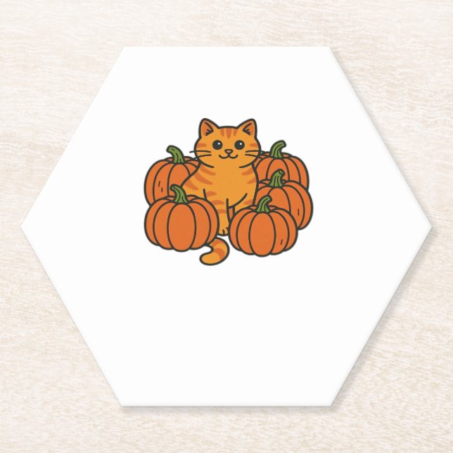 Orange Pumpkin Kitty Cat Magic Oversifizierter T - Untersetzer (Vorderseite)