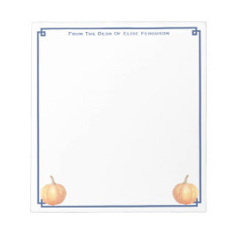 Orange Pumpkin Navy Blue Individuelle Name Fall Notizblock