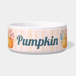 Orange Pumpkin on Pink and Gold Streifen Napf