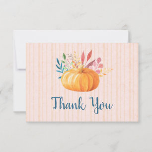 Orange Pumpkin on Pink und Gold Streifen Vielen Da Dankeskarte