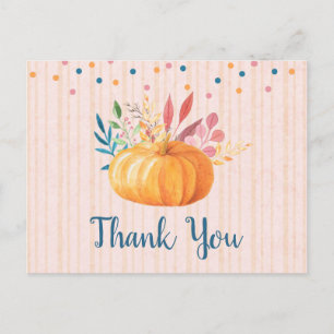 Orange Pumpkin on Pink und Gold Streifen Vielen Da Postkarte