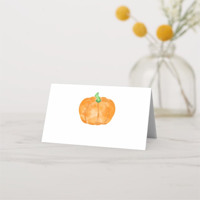 Orange Pumpkin Platzkarte für Thanskgiving & Fall (Vorderseite)