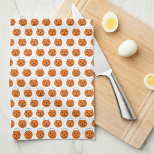 Orange Pumpkin Polka Dots Halloween Trick-oder-Lec Handtuch
