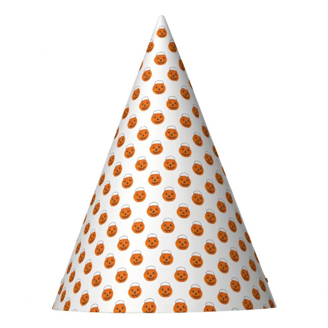 Orange Pumpkin Polka Dots Halloween Trick-oder-Lec Partyhütchen (Vorderseite)
