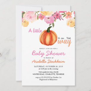 Orange Pumpkin Rosa Blume Babydusche Einladung
