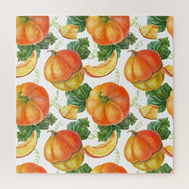 Orange Pumpkin: Sommer-Herbst Gemüsemuster. (Vertikal)