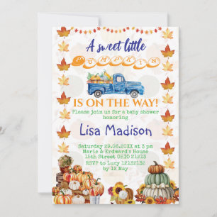 Orange Pumpkin Truck Baby Shower Girl Einladung