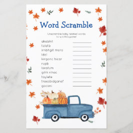 Orange Pumpkin Vintag Truck Word Scramble Game