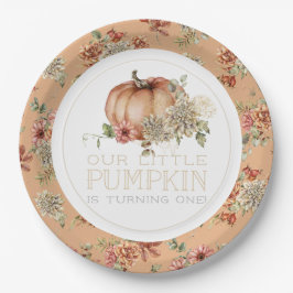 Orange Pumpkin & White Dahlia Birthday Pappteller