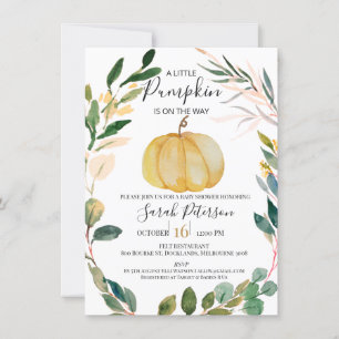 Orange Pumpkin Wreath Gender Neurtral Baby Dusche Einladung