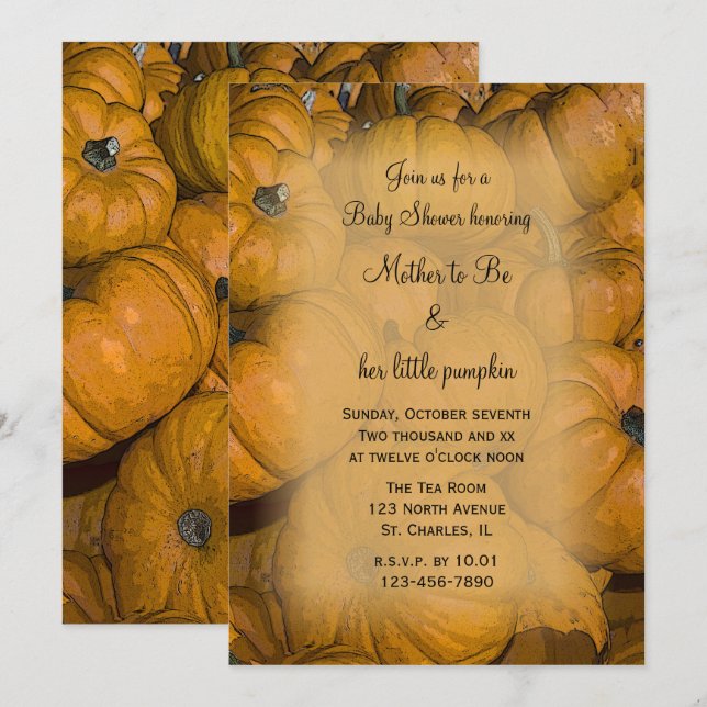 Orange Pumpkins Baby Dusche Einladung (Vorne/Hinten)
