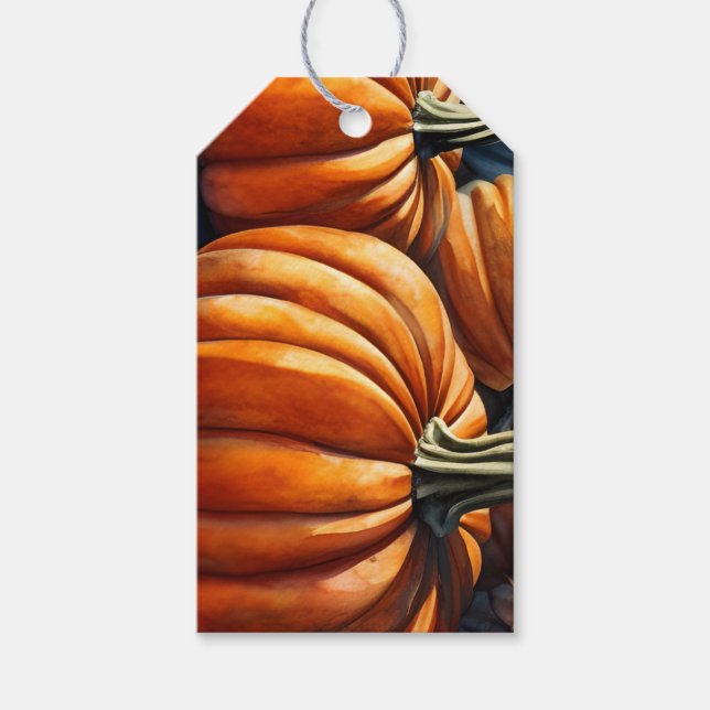 Orange Pumpkins, Herbst, Herbst, Erntedank Geschenkanhänger (Vorderseite)