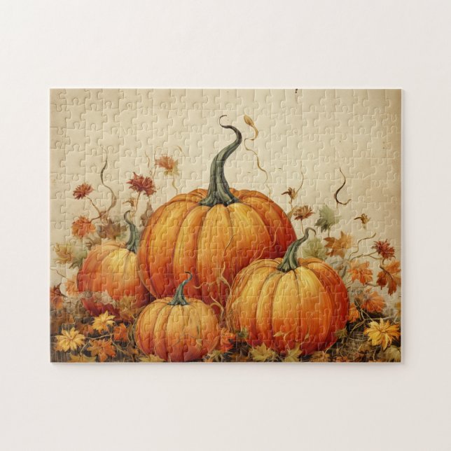 Orange Pumpkins Rustikaler Erntedank Herbst (Horizontal)