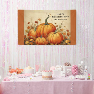 Orange Pumpkins Rustikaler Erntedank Herbst Banner