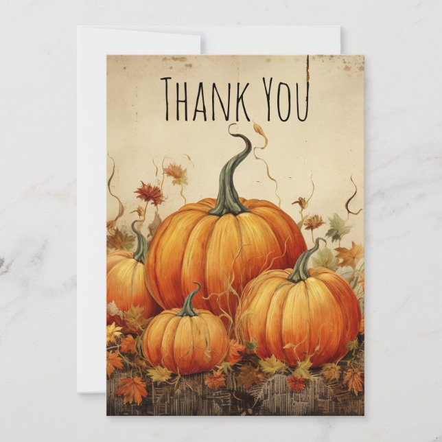 Orange Pumpkins Rustikaler Herbst Danke (Vorderseite)
