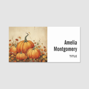 Orange Pumpkins Rustikaler Herbst Namensschild