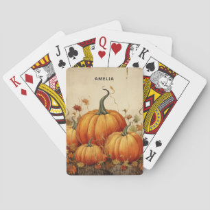 Orange Pumpkins Rustikaler Herbst Spielkarten