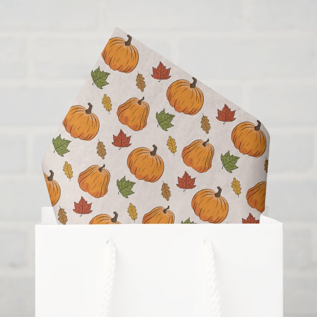 Orange Pumpkins und Herbstleaves Muster Seidenpapier (Geschenktüte)
