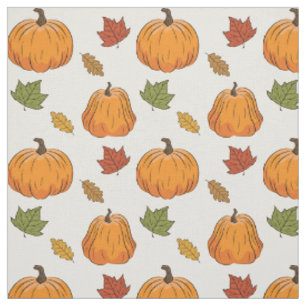 Orange Pumpkins und Herbstleaves Muster Stoff