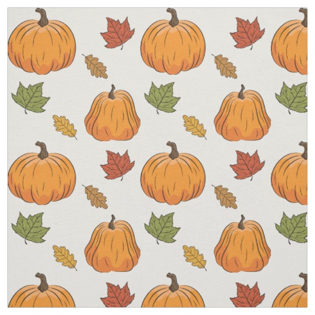 Orange Pumpkins und Herbstleaves Muster Stoff (Muster)