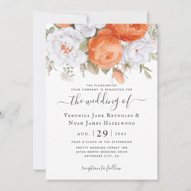 Orange Punch Ranunculus Florals Invitation (Devant)