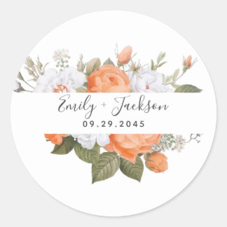Orange Punch White Ranunculus Florals Runder Aufkleber