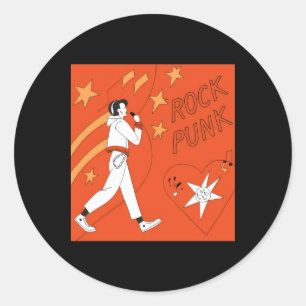 Orange Punk Rock expressive Digital Art Illustrati Runder Aufkleber