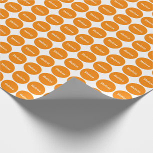 Orange Punkt-Muster auf Weiß mit Namen Geschenkpapier