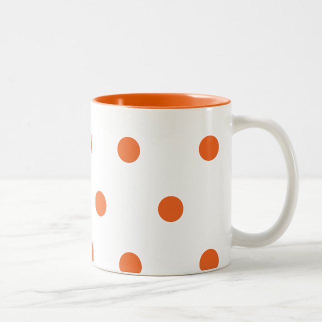 Orange Punkte Zweifarbige Tasse (Rechts)