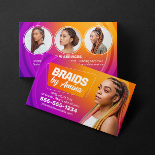 Orange, Purple Afrikanischer Haar-Flecht-Salon Fot Visitenkarte