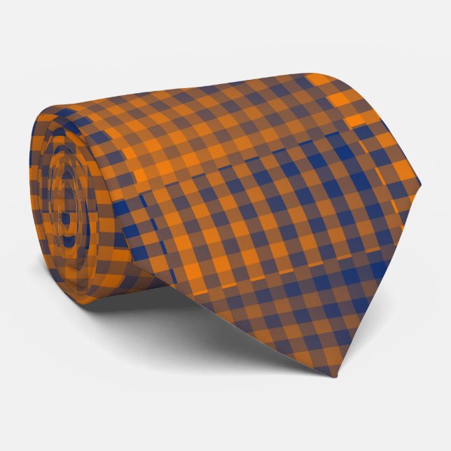 Orange Purple Checker Abstract Pattern Krawatte (Gerollt)