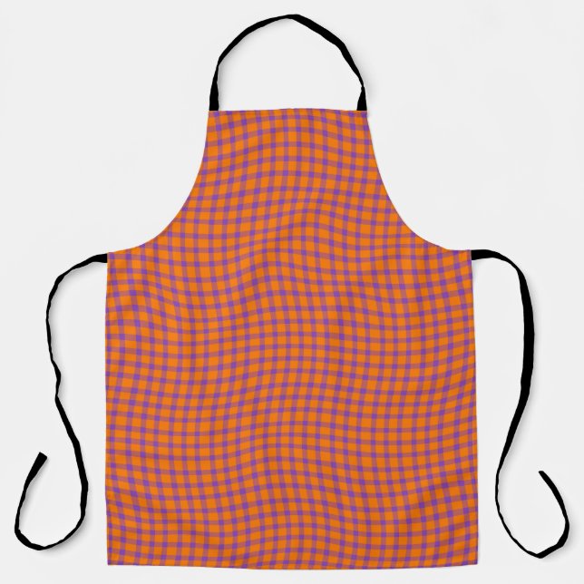 Orange Purple Plaid Checker Seamless Pattern Schürze (Vorderseite)