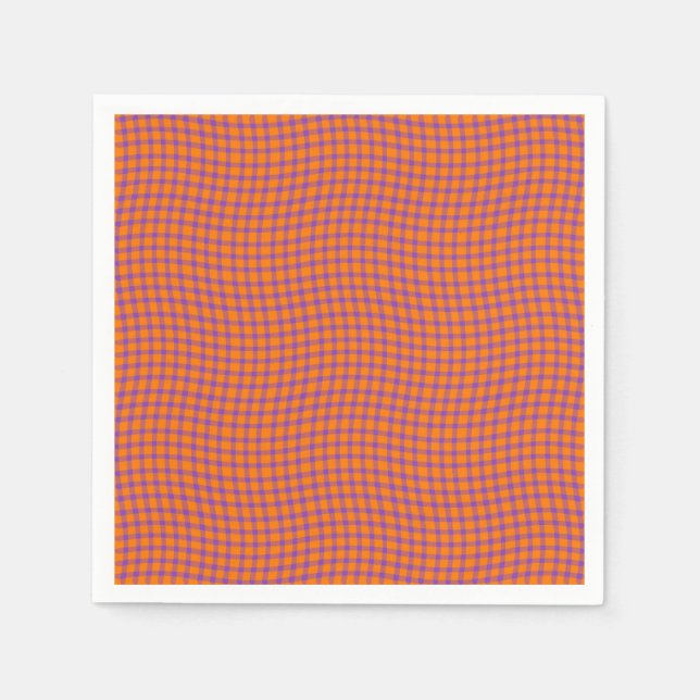 Orange Purple Plaid Checker Seamless Pattern Serviette (Vorderseite)