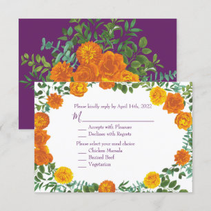 Orange & Purple Plum Peony Rose Invitation Réponse