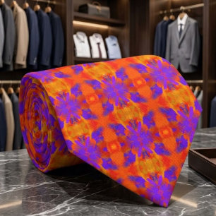 Orange Purpur und Rot abstrakt grafische Kunstgest Krawatte