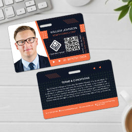 Orange QR Code Foto ID Abzeichen | Unternehmensmit Ausweis