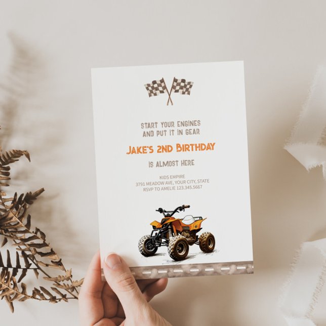 Orange Quad Bike Einladung zum Geburtstag (Von Creator hochgeladen)
