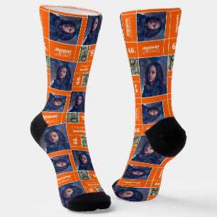 Orange Quadrat Foto Abitur Jahr Socken