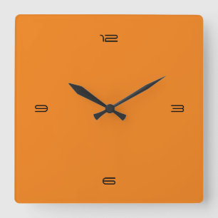 Orange  quadratische wanduhr