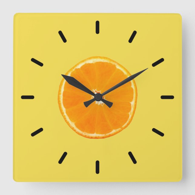 Orange Quadratische Wanduhr (Vorderseite)
